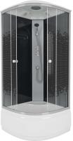 Душевая кабина с крышей Niagara Eco NG-7508-14 четверть круга  90x90 стекла прозрачные с узором, профиль матовый хром