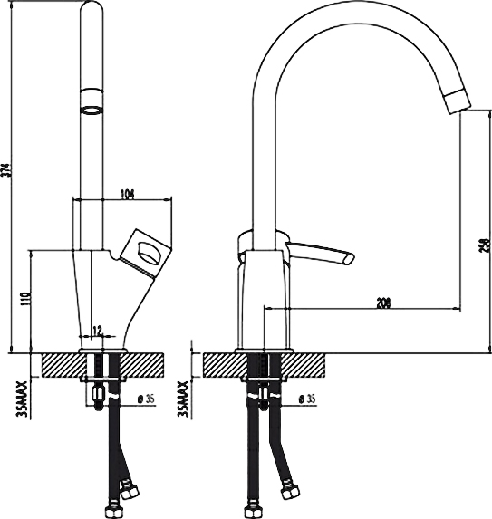 Смеситель для кухни Lemark Atlantiss LM3205C без подключения к фильтру хром