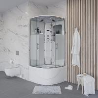 Душевая кабина с крышей Niagara Ultra NG-308-01 четверть круга  90x90 стекла прозрачные с узором, профиль хром