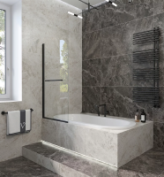 Шторка для ванны Veconi Palau PL79B-90-01-C4 90 см, стекла прозрачные, профиль черный