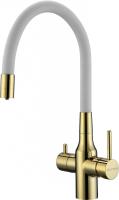 Смеситель для кухни Paulmark SALIX Sa213419-Gw с подключением к фильтру золото/белый