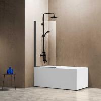 Шторка для ванны распашная  Vincea VSB-11 VSB-11800CLGM 80 см, стекла прозрачные, профиль вороненая сталь