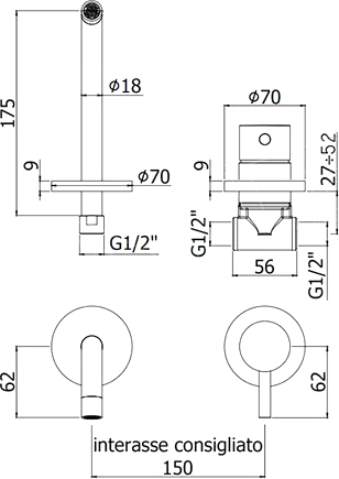 Смеситель для раковины Paffoni Light LIG006ST70 