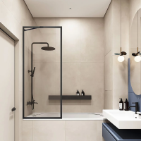 Шторка для ванны Veconi Palau PL85B-60-01-C7 60 см, стекла прозрачные, профиль черный