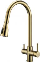 Смеситель для кухни Paulmark Lange La214212-G с подключением к фильтру золото