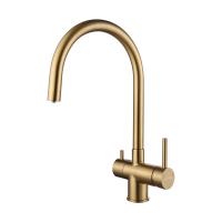 Смеситель для кухни Paulmark Heller He213218-BG с подключением к фильтру брашированное золото