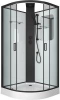 Душевая кабина без крыши Grossman Elegans GR251 четверть круга  90x90 стекла прозрачные, профиль черный