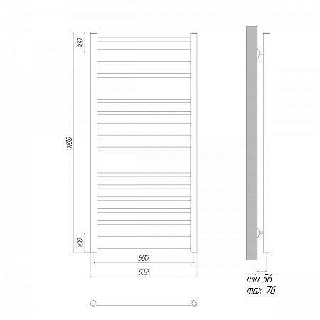 Полотенцесушитель водяной Lemark Ursus П16  50x110 LM72116BL черный матовый
