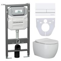Комплект инсталляции с подвесным унитазом Ceramica Nova Play CN3001_1002W_1000 крышка-сиденье в комплекте быстросъемное с микролифтом, клавиша смыва в комплекте белая