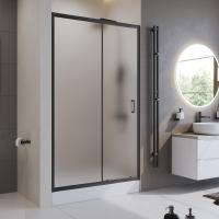 Душевая дверь BelBagno Uno UNO-195-BF-1-120-P-NERO 120 см стекла рифленые, профиль черный матовый