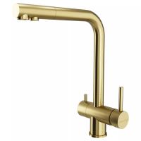 Смеситель для кухни Paulmark Skalen Sk213020-LG с подключением к фильтру светлое золото