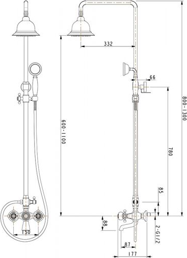 Душевая система со смесителем Timo Nelson SX-1190chrome монтаж настенная без термостата хром