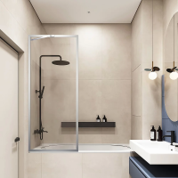 Шторка для ванны Veconi Palau PL85-90-01-C7 90 см, стекла прозрачные, профиль хром