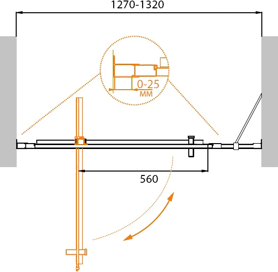 Душевая дверь распашная Cezares Molveno MOLVENO-BA-11-100+30-C-Cr-IV 130 см стекла прозрачные профиль хром