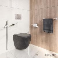 Унитаз подвесной Grossman Color GR-4455BBLS Rimless фаянс черный глянцевый текстурный