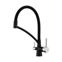 Смеситель для кухни Paulmark Siegen Si213111-418 с подключением к фильтру чёрный металлик