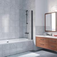 Шторка для ванны распашная  Vegas Glass EV Lux EV LUX 75 02М 01 R 75 см, стекла прозрачные, профиль черный