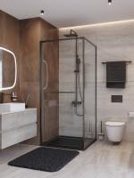 Душевой угол Cezares Lux LUX-A-FS-1-90-C-GM квадратный 90x90 стекла прозрачные, профиль оружейная сталь