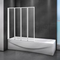 Шторка для ванны складная  Cezares Relax RELAX-V-4-80/140-C-Bi 80.1 см, стекла прозрачные, профиль серый
