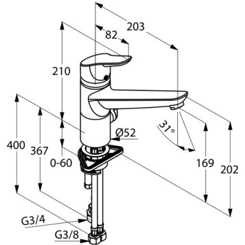 Смеситель для кухни Kludi Objekta 325760575 без подключения к фильтру хром
