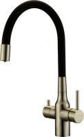 Смеситель для кухни Paulmark SALIX Sa213419-BR с подключением к фильтру бронза/черный