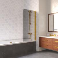 Шторка для ванны распашная  Vegas Glass EV Lux EV LUX 75 09 07 R 75 см, стекла тонированные, профиль золото