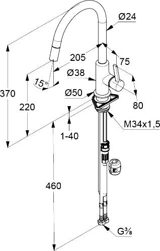 Смеситель для кухни Kludi Bingo Star XS 468518778  черный
