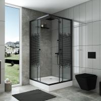 Душевой угол Niagara Eco NG-008-14QBLACK 80x80 стекла прозрачные с узором, профиль черный