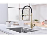 Смеситель для кухни Paulmark MAGNETO ONE Ma213188-LG с подключением к фильтру светлое золото