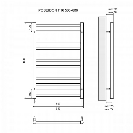 Полотенцесушитель водяной Lemark Poseidon П10  50x80 LM42810 хром