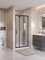 Душевая дверь BelBagno Uno UNO-195-BF-3-90-C-NERO 90 см стекла прозрачные, профиль черный матовый