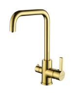 Смеситель для кухни Paulmark Logas Lo213021-G с подключением к фильтру золото
