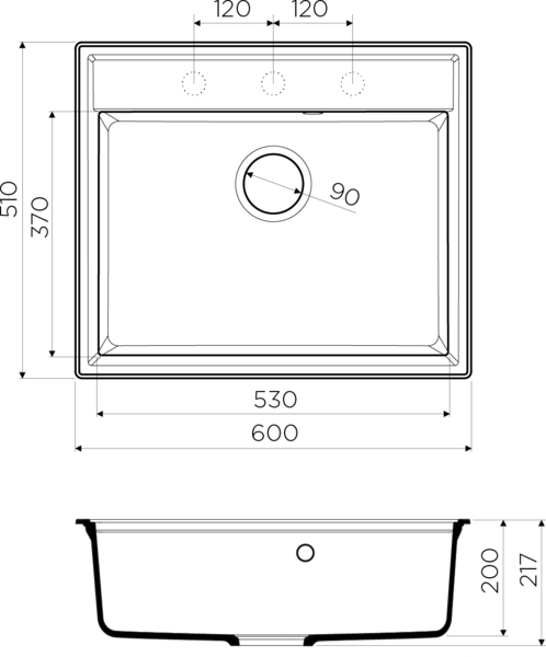 Кухонная мойка прямоугольная Omoikiri Daisen 4993623 встраиваемая сверху бежевый