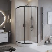 Душевой угол BelBagno Uno UNO-195-R-2-100-C-NERO четверть круга 100x100 стекла прозрачные, профиль черный