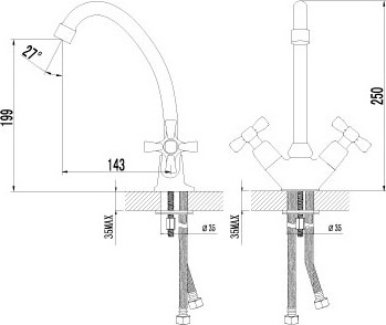 Смеситель для кухни Lemark Benefit LM2504C без подключения к фильтру хром