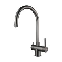 Смеситель для кухни Paulmark Heller He213218-GM с подключением к фильтру воронёная сталь