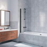 Шторка для ванны распашная  Vegas Glass EV Lux EV LUX 75 02М 01 L 75 см, стекла прозрачные, профиль черный