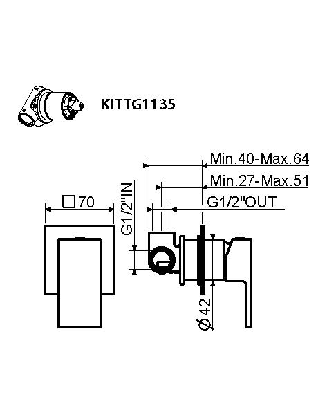 Смеситель для душа на 1 выход Plumberia Selection TAG KITTG1135NO встраиваемый в стену 
без термостата черный матовый