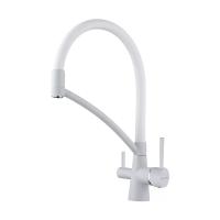 Смеситель для кухни Paulmark Siegen Si213111-WH с подключением к фильтру белый матовый