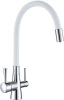 Смеситель для кухни Lemark Comfort LM3075C-White с подключением к фильтру хром/белый