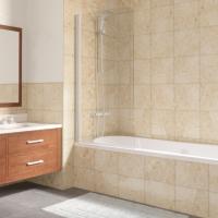 Шторка для ванны Vegas Glass EV Lux EV LUX 75 01 01 L 75 см, стекла прозрачные, профиль белый