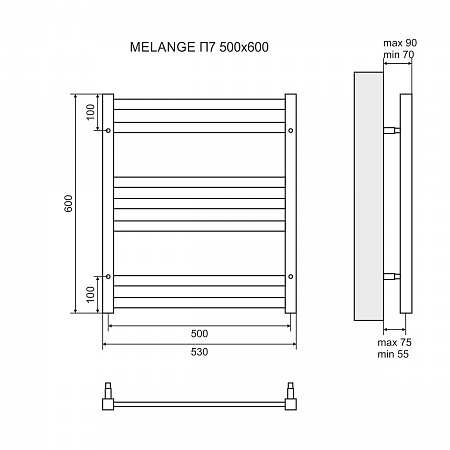 Полотенцесушитель водяной Lemark Melange П7  50x60 LM49607 хром