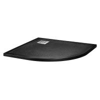Душевой поддон низкий BelBagno Uno TRAY-MR-UNO-R-90-550-35-NERO-CR четверть круга литьевой мрамор 90x90 черный матовый