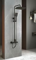 Душевая система со смесителем BelBagno Acqua ACQUA-DOCM-NERO монтаж настенная без термостата черный матовый