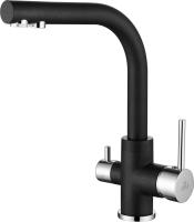 Смеситель для кухни Paulmark Essen Es213011-418 с подключением к фильтру чёрный металлик