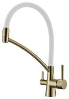 Смеситель для кухни Paulmark Siegen Si213111-BrW с подключением к фильтру бронза/белый