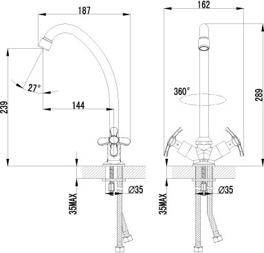 Смеситель для кухни Lemark Partner LM6544C без подключения к фильтру хром