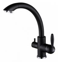 Смеситель для кухни Paulmark Essen Es213001-418 с подключением к фильтру чёрный металлик