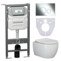 Комплект инсталляции с подвесным унитазом Ceramica Nova Play CN3001_1001CH_1000 крышка-сиденье в комплекте быстросъемное с микролифтом, клавиша смыва в комплекте хром