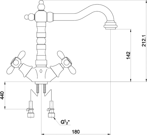 Смеситель для кухни Timo Ritz 0143FKchrome-gold без подключения к фильтру хром/золото
